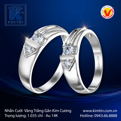 Nhẫn cưới Vàng Trắng 14K