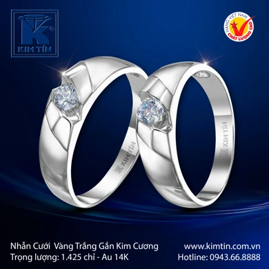 Nhẫn cưới Vàng Trắng 14K