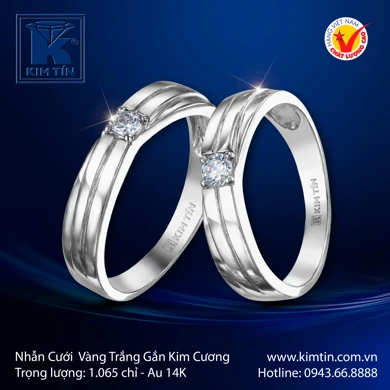 Nhẫn cưới Vàng Trắng 14K