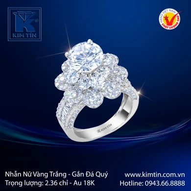 Nhẫn nữ Vàng trắng 18K