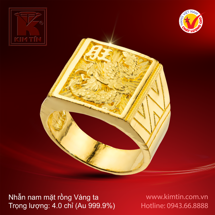 Nhẫn nam Mặt Rồng - Vàng 24K