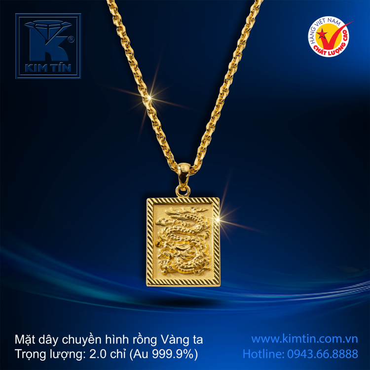 Mặt dây chuyền hình rồng  - Vàng 24K