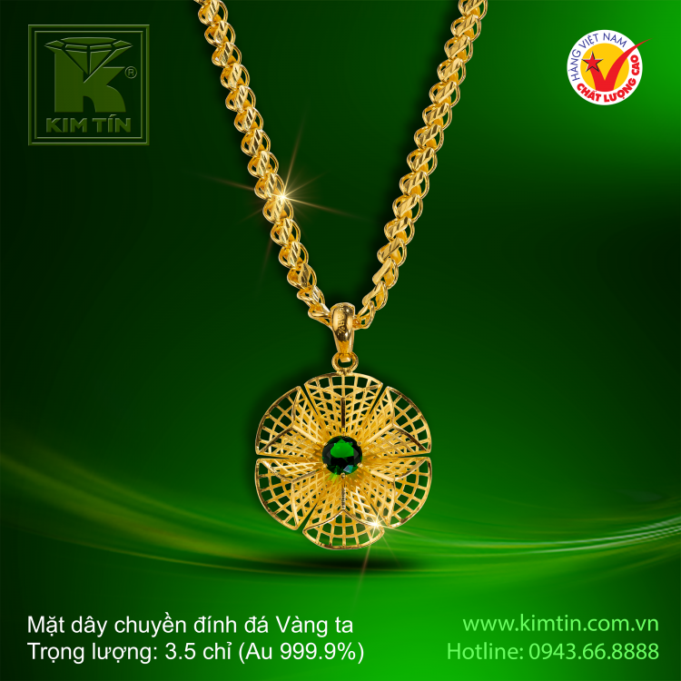 Mặt dây chuyền đính đá - Vàng 24K