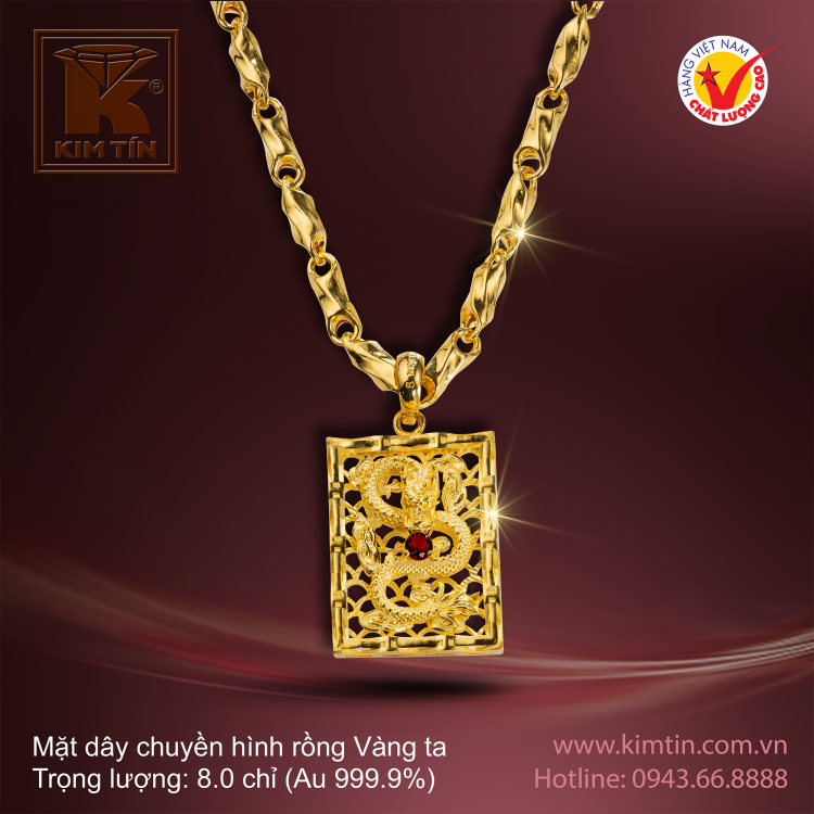 Mặt dây chuyền hình rồng - Vàng 24K