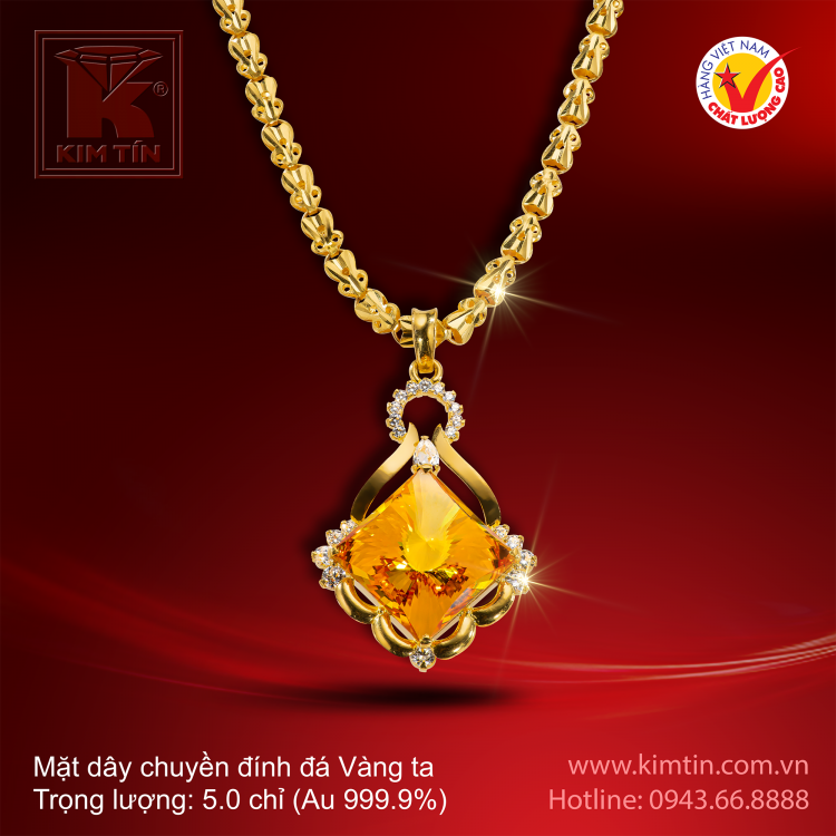 Mặt dây chuyền đính đá - Vàng 24K