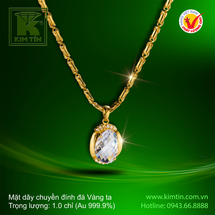 Mặt dây chuyền đính đá - Vàng 24K