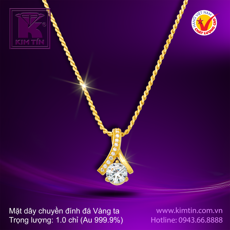 Mặt dây chuyền đính đá - Vàng 24K