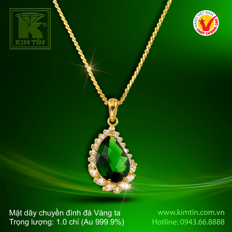 Mặt dây chuyền đính đá - Vàng 24K