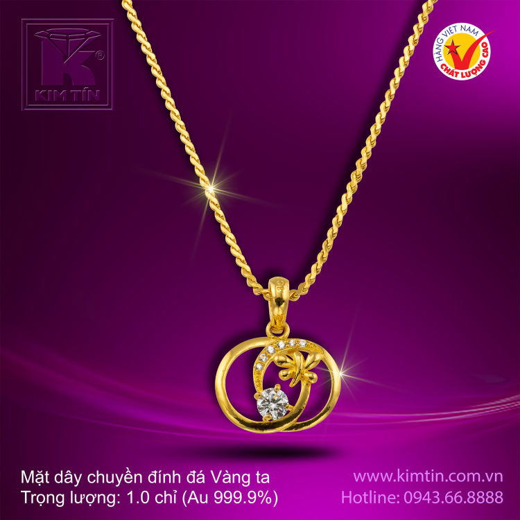 Mặt dây chuyền đính đá - Vàng 24K