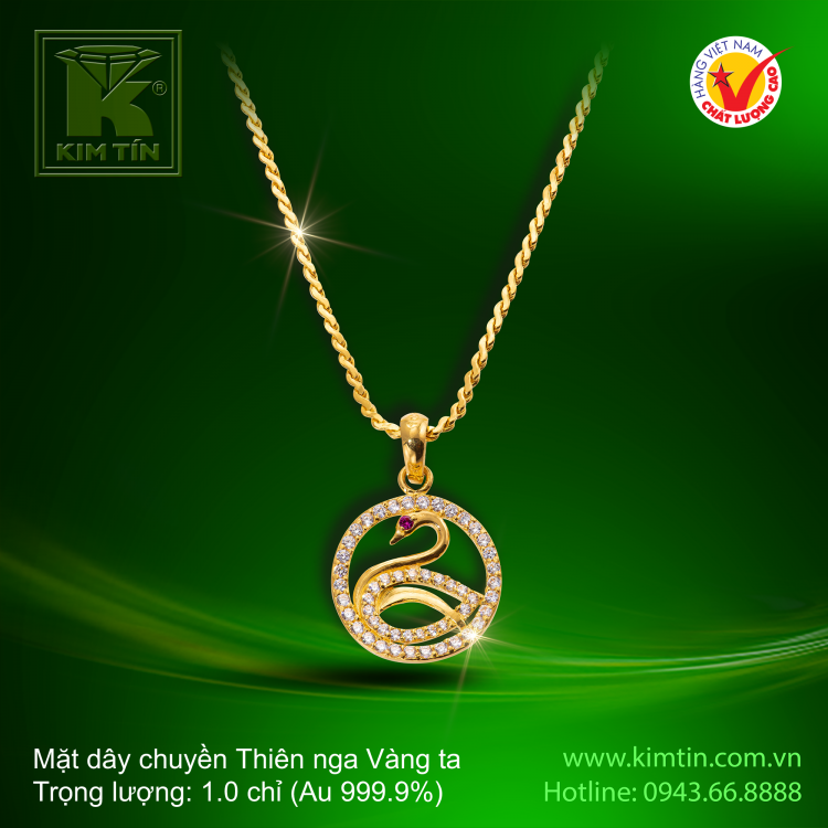 Mặt dây chuyền Thiên nga - Vàng 24K