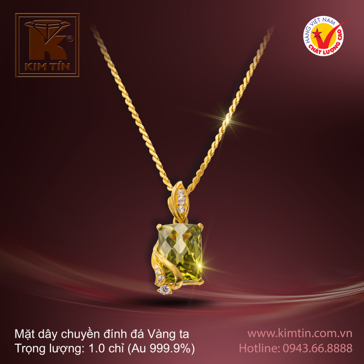 Mặt dây chuyền đính đá - Vàng 24K