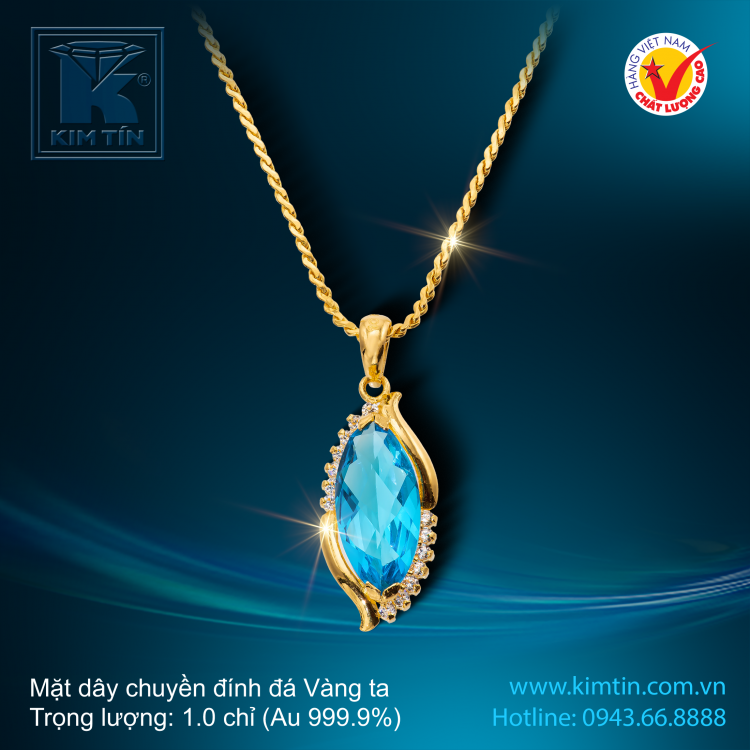 Mặt dây chuyền đính đá - Vàng 24K