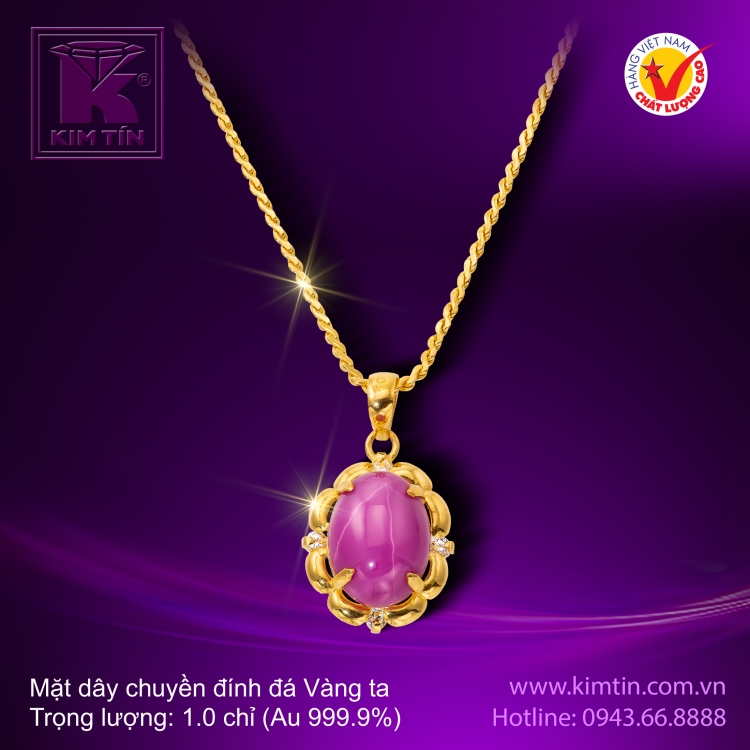 Mặt dây chuyền đính đá - Vàng 24K