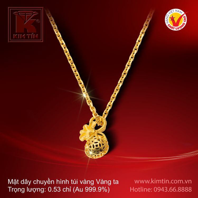 Mặt dây chuyền hình túi vàng - Vàng 24K