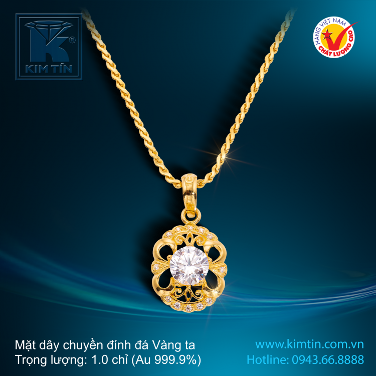 Mặt dây chuyền đính đá - Vàng 24K