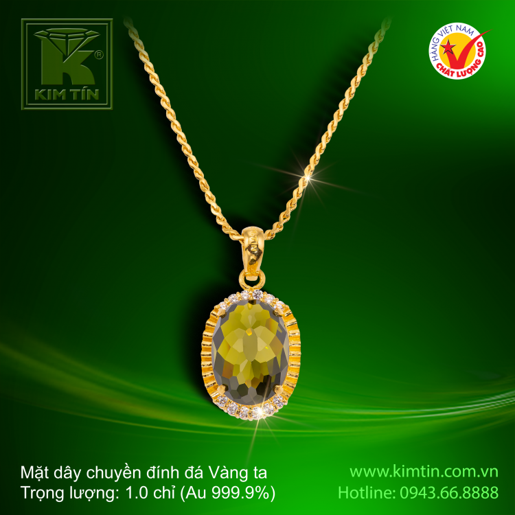 Mặt dây chuyền đính đá - Vàng 24K