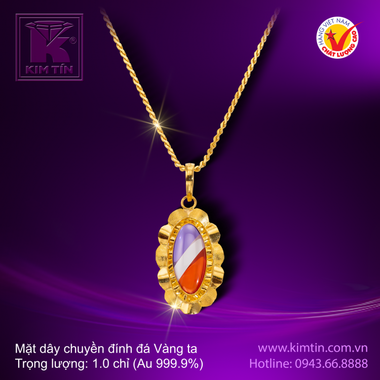 Mặt dây chuyền đính đá - Vàng 24K