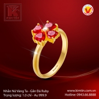 Nhẫn Nữ Vàng 24K Gắn Đá Ruby