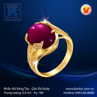 Nhẫn Nữ Vàng Màu Gắn Đá Ruby