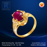 Nhẫn Nữ Vàng Màu Gắn Đá Ruby