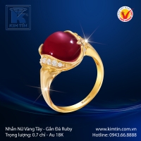 Nhẫn Nữ Vàng Màu Gắn Đá Ruby