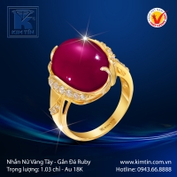 Nhẫn Nữ Vàng Màu Gắn Đá Ruby