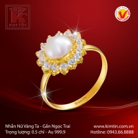 Nhẫn Nữ Vàng 24K Gắn Ngọc Trai