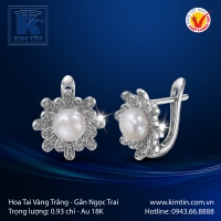 Hoa Tai Ngọc Trai Vàng Trắng 18K