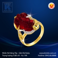 Nhẫn Nữ Vàng Màu Gắn Đá Ruby