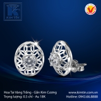 Hoa Tai Vàng Trắng 18K