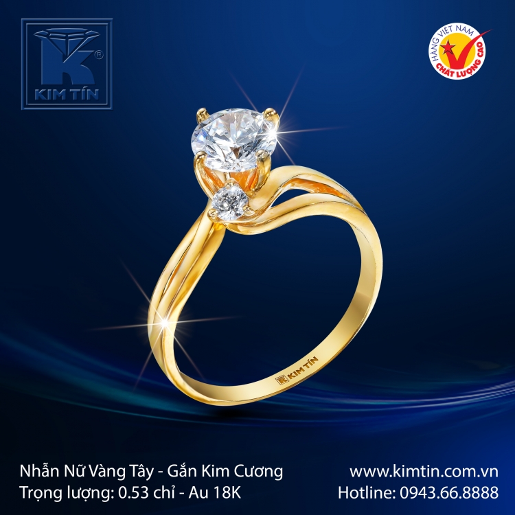 Nhẫn Nữ Vàng Màu 18K