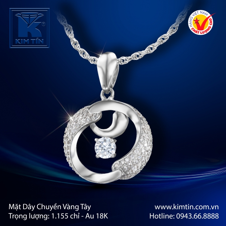 Mặt Dây Chuyền Vàng Trắng 18K