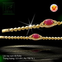 Lắc tay nạm đá Ruby vàng 18 K