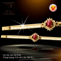 Lắc tay nạm đá Ruby vàng 18 K