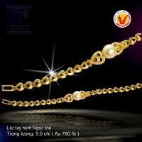 Lắc tay nạm Ngọc trai vàng 18 K