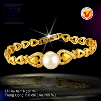 Lắc tay nạm Ngọc trai vàng 18 K