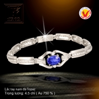 Lắc tay nạm đá Topaz vàng 18 K