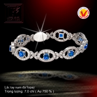 Lắc tay nạm đá Topaz vàng 18 K