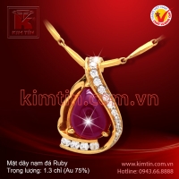 Mặt dây vàng 18k nạm đá Ruby