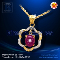 Mặt dây vàng 18k nạm đá Ruby