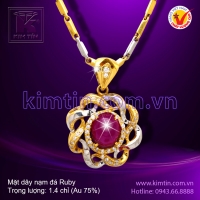 Mặt dây vàng 18k nạm đá Ruby