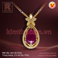 Mặt dây vàng 18k nạm đá Ruby