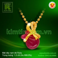 Mặt dây vàng 24k nạm đá Ruby