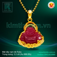 Mặt dây vàng 24k nạm đá Ruby