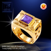 Nhẫn nam nạm đá Amethyst