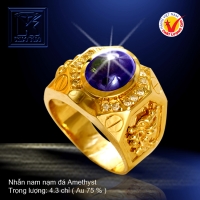 Nhẫn nam nạm đá Amethyst