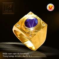 Nhẫn nam nạm đá Amethyst