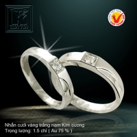 Nhẫn cưới vàng trắng 18K