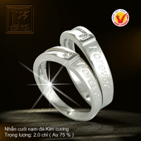 Nhẫn cưới vàng trắng 18K