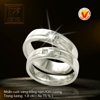 Nhẫn cưới vàng trắng 18K